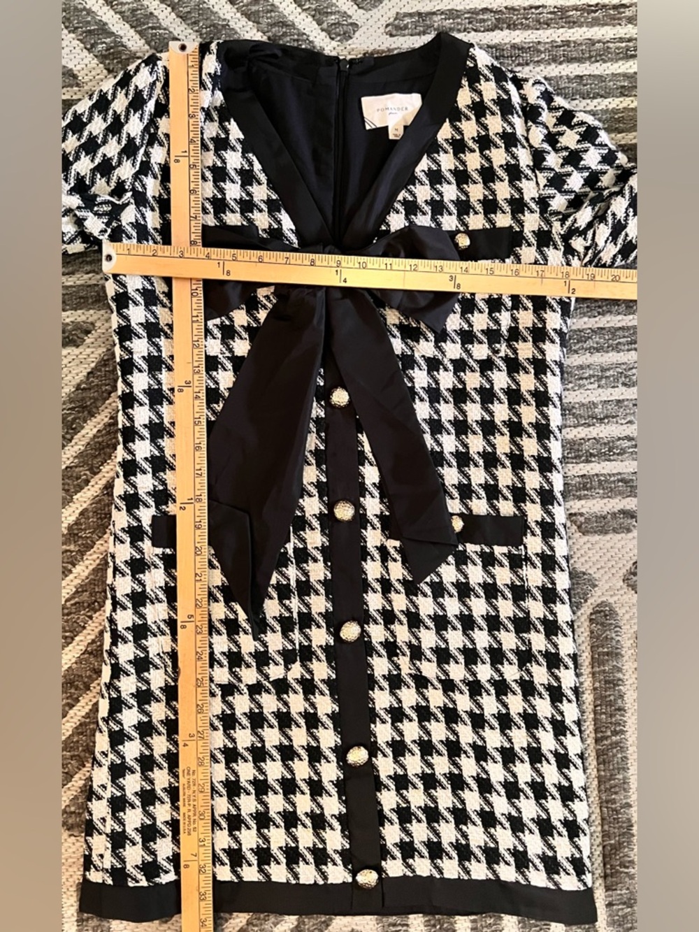 POMANDER PLACE TUCKERNUCK Medium Coco Herringbone Black White Mini Dress - Picture 10 of 12